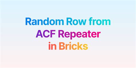 acf repeater get first row.